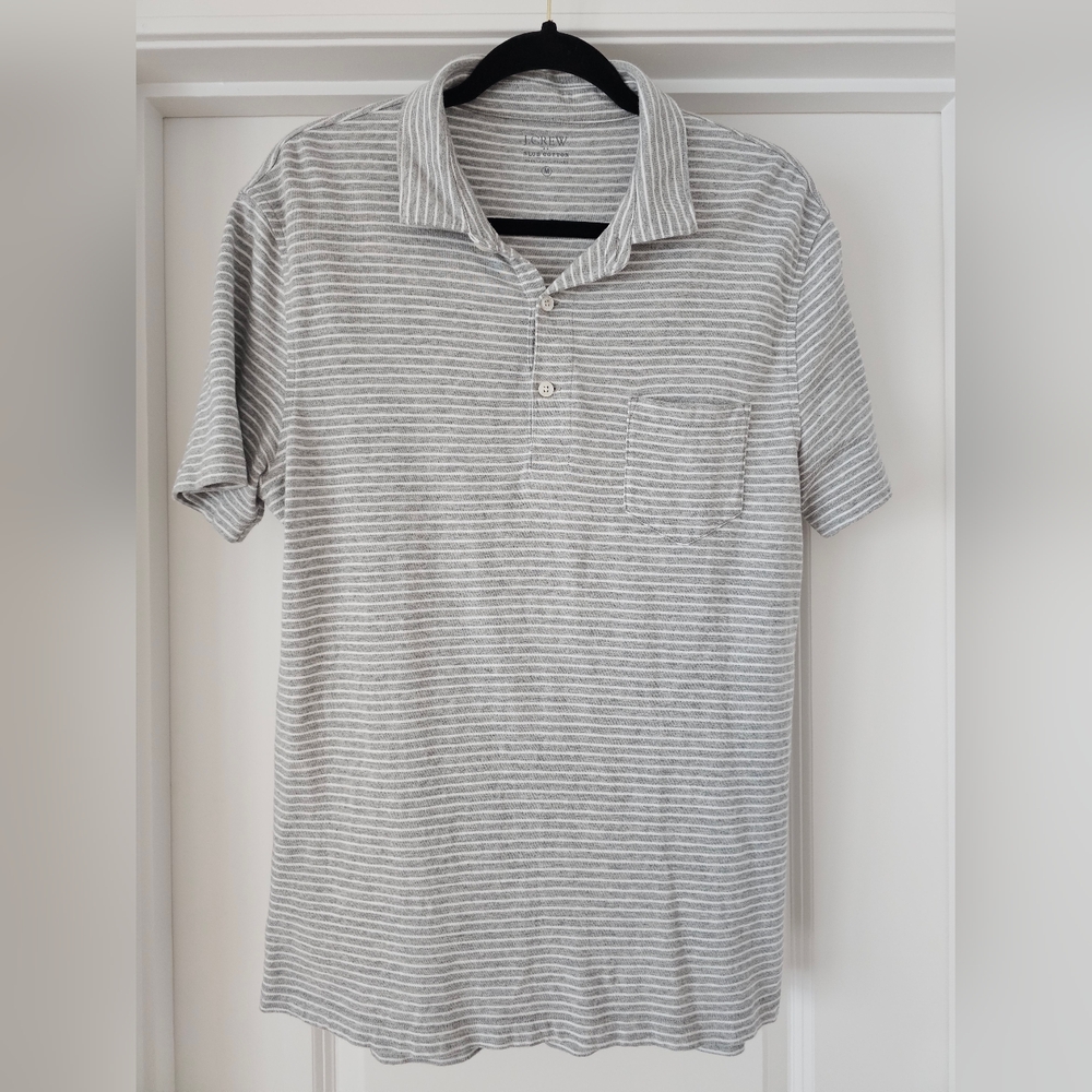 J Crew Gray Striped Men's Polo Shirt